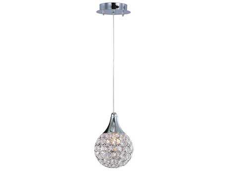 ET 1-Light Polished Chrome Crystal Glass Globe Mini Pendant