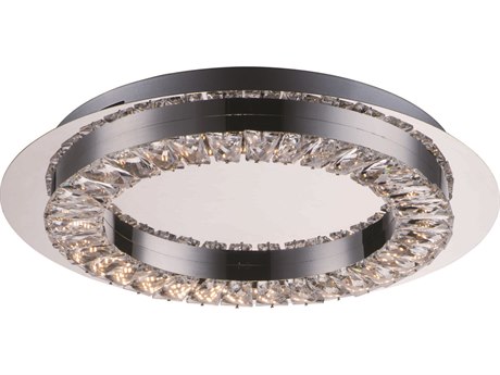 ET2 Charm Polished Chrome Crystal Glass Round Flush Mount