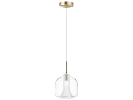 ET 1-Light Satin Brass Glass LED Mini Pendant