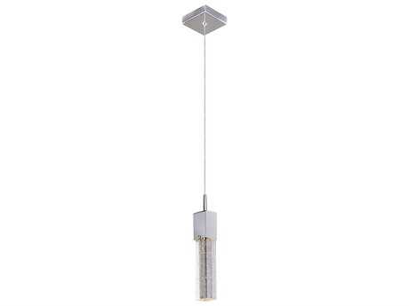 ET 1-Light Polished Chrome Glass LED Cylinder Mini Pendant