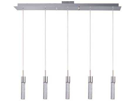 ET2 Fizz Iv 5-Light Polished Chrome Glass LED Cylinder Linear Island Pendant