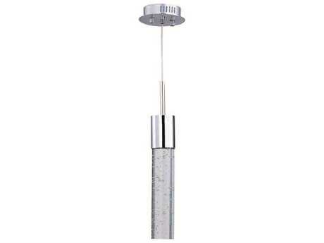 ET 1-Light Polished Chrome Glass LED Cylinder Mini Pendant
