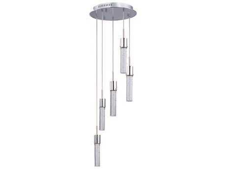 ET2 Fizz Iv 5-Light Polished Chrome Glass LED Cylinder Pendant