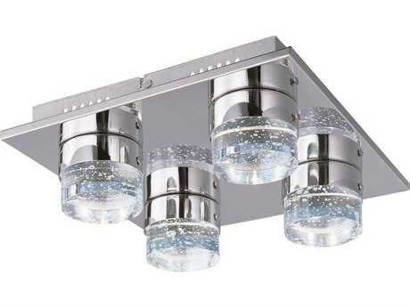 ET Polished Chrome Glass LED Round Semi Flush Mount