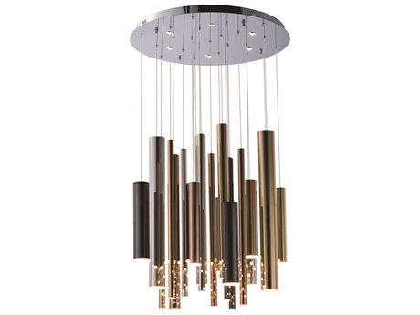 ET2 Flute 2-Light Rose Gold Polished Chrome LED Cylinder Pendant
