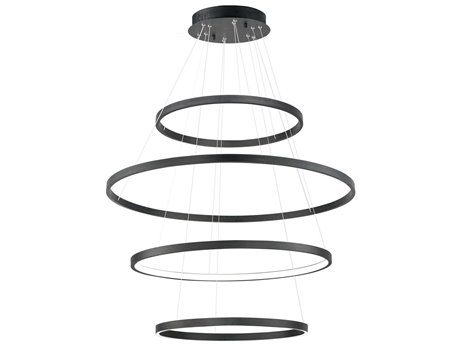 ET2 Groove 4-Light Black LED Round Tiered Pendant
