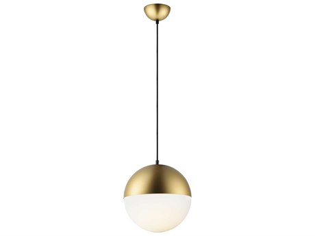 ET2 Half Moon 1-Light Metallic Gold Glass LED Globe Mini Pendant