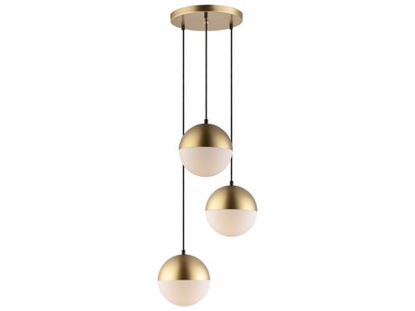 ET2 Half Moon 3-Light Metallic Gold Glass LED Globe Pendant