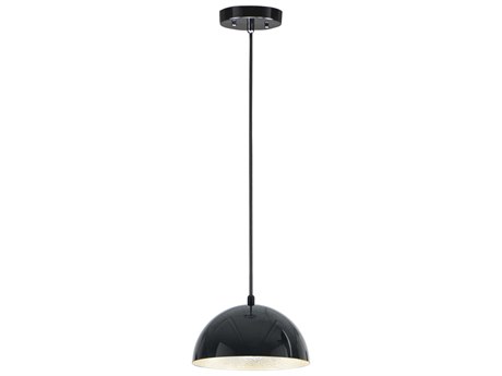 ET 1-Light Gloss Black Aluminum Silver LED Dome Mini Pendant