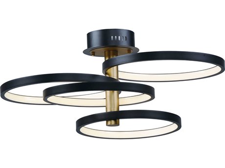 ET2 Hoopla 4-Light Black Gold LED Round Tiered Semi Flush Mount