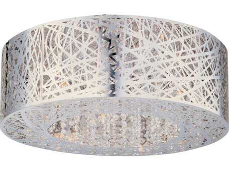 ET2 Inca Polished Chrome Crystal Drum Flush Mount