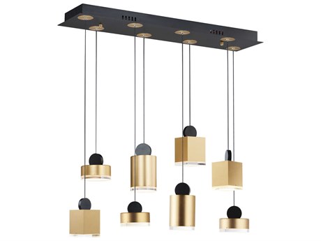 ET2 Nob 8-Light Black Gold LED Cylinder Geometric Island Pendant