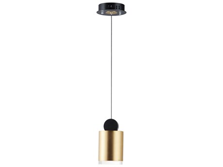 ET 1-Light Black Gold LED Cylinder Mini Pendant