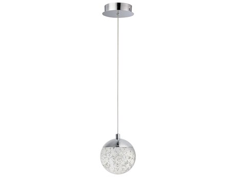 ET 1-Light Polished Chrome Crystal LED Globe Mini Pendant