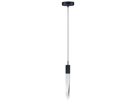 ET 1-Light Black Clear Crystal Glass Mini Pendant