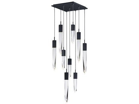 ET2 Quartz 9-Light Black Clear Crystal Glass Pendant