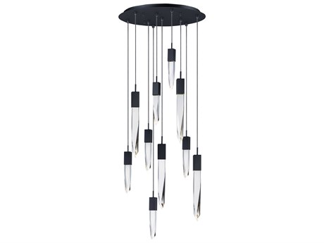 ET2 Quartz 10-Light Black Crystal Glass Tiered Pendant
