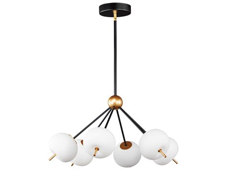 ET2 Quest 6-Light Black Gold Glass LED Globe Pendant