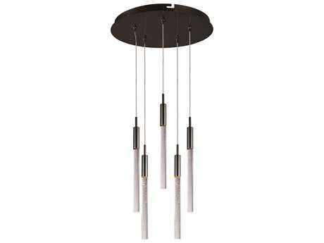 ET2 Scepter 5-Light Black Chrome Glass LED Cylinder Tiered Pendant