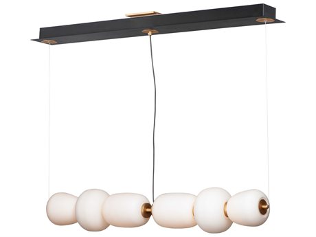 ET2 Soji 2-Light Black Gold Glass LED Geometric Linear Island Pendant