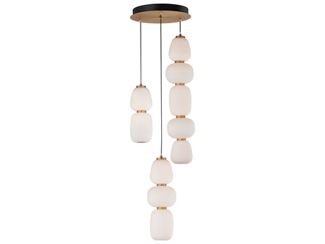 ET2 Soji 3-Light Black Gold Glass LED Geometric Tiered Pendant