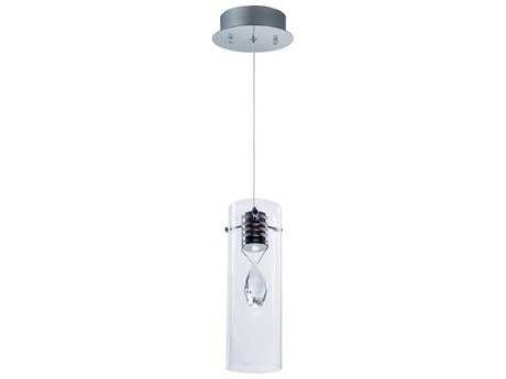 ET 1-Light Polished Chrome Glass LED Cylinder Mini Pendant