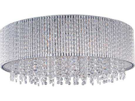 ET2 Spiral 1-Light Polished Chrome Crystal Drum Flush Mount