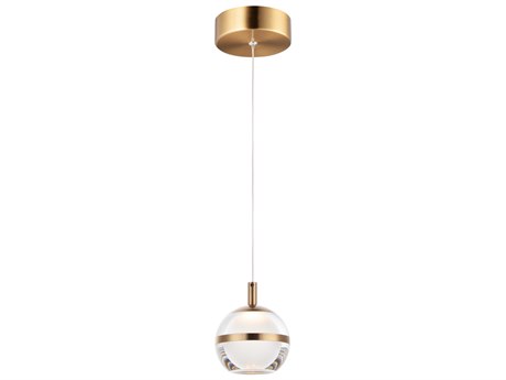 ET 1-Light Natural Aged Brass LED Globe Mini Pendant