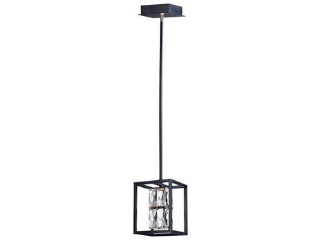 ET 1-Light Black Crystal LED Geometric Mini Pendant