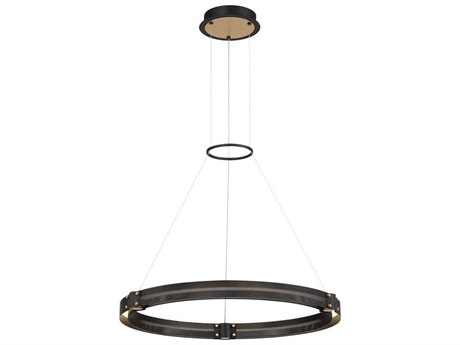 Eurofase Admiral 1-Light Matte Black Gold Painting Glass LED Round Pendant