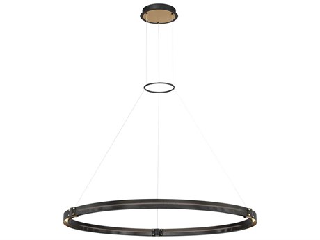 Eurofase Admiral 1-Light Matte Black Gold Painting Glass LED Round Pendant