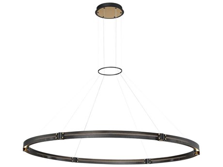 Eurofase Admiral 1-Light Matte Black Gold Painting LED Round Pendant