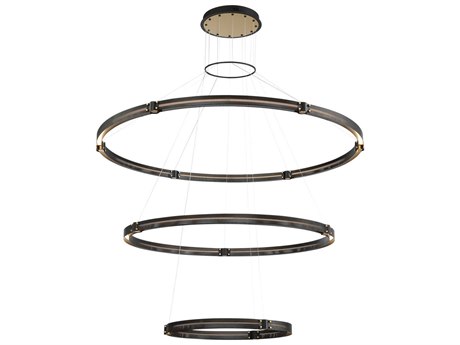 Eurofase Admiral 1-Light Matte Black Gold Painting LED Round Tiered Pendant