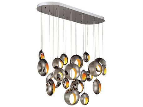 Eurofase Arlington 20-Light Blackened Chrome LED Geometric Round Island Pendant