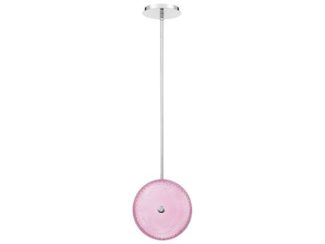 Eurofase Caledonia Chrome Pink Glass LED Round Mini Pendant