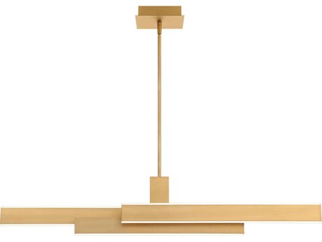 Eurofase Cameno 1-Light Vb Gold LED Geometric Linear Island Pendant