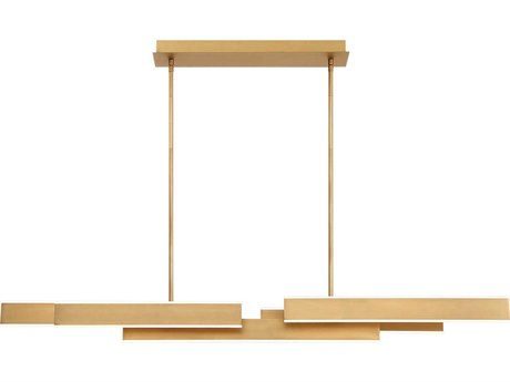 Eurofase Cameno 1-Light Vb Gold LED Geometric Linear Island Pendant