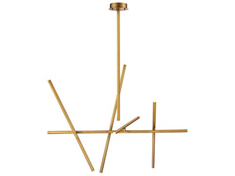 Eurofase Crossroads 10-Light Antique Brass LED Geometric Linear Island Pendant