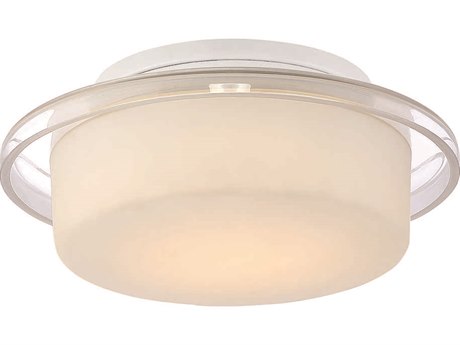 Eurofase Logen 1-Light White Glass LED Drum Round Flush Mount