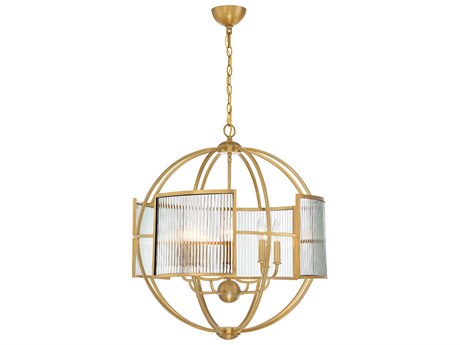 Eurofase Manilow 8-Light Brass Glass Candelabra Geometric Chandelier