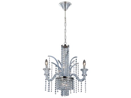 Eurofase Nava 3-Light Chrome Crystal Glass Candelabra Chandelier