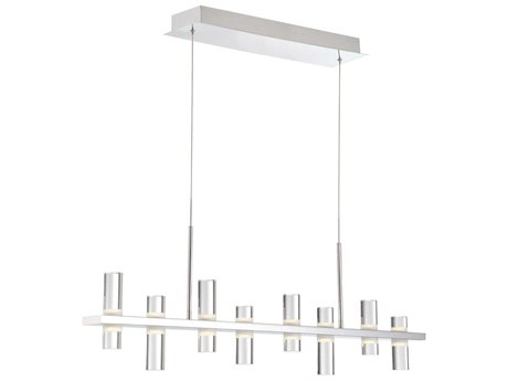 Eurofase Netto 8-Light Chrome LED Cylinder Linear Island Pendant