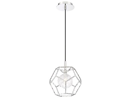 Eurofase Norway 1-Light Chrome Glass LED Globe Geometric Mini Pendant