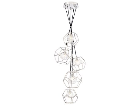 Eurofase Norway 5-Light Chrome Glass LED Globe Geometric Pendant