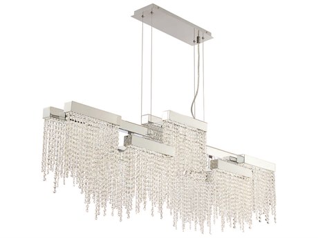 Eurofase Rossi 10-Light Chrome Crystal LED Geometric Linear Island Pendant