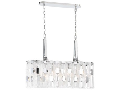Eurofase Viviana 7-Light Chrome Glass Linear Island Pendant
