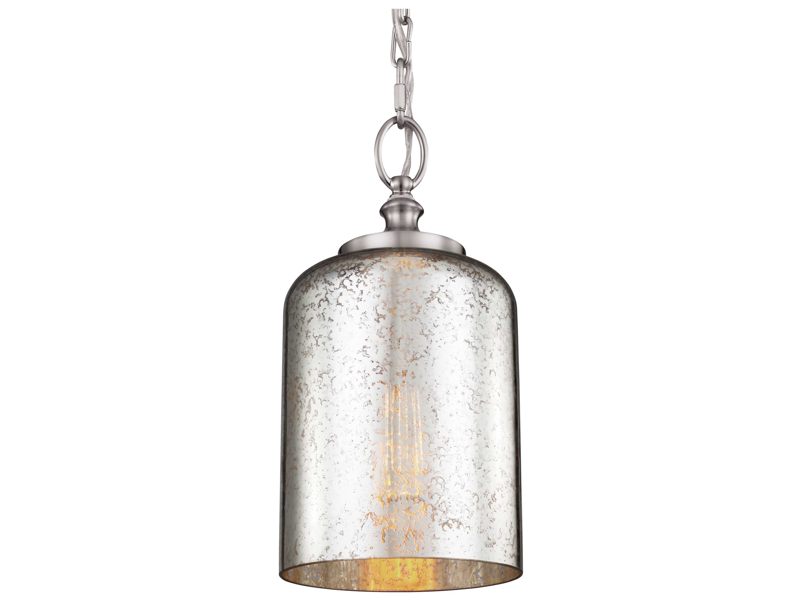 Feiss Hounslow Brushed Steel Silver Mercury Plating Glass Shade 7 Wide Edison Bulb Mini Pendant Light