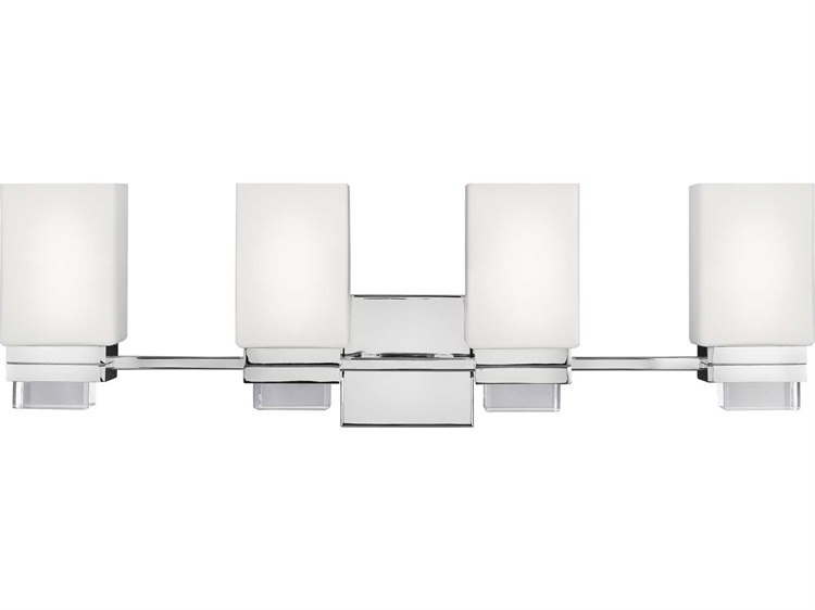 Feiss Maddison Polished Nickel Four Light 29 Wide Vanity Feiss Maddison Polished Nickel Four Light 29 Wide Vanity With Opal Etched Glass Shade Vs20604pn