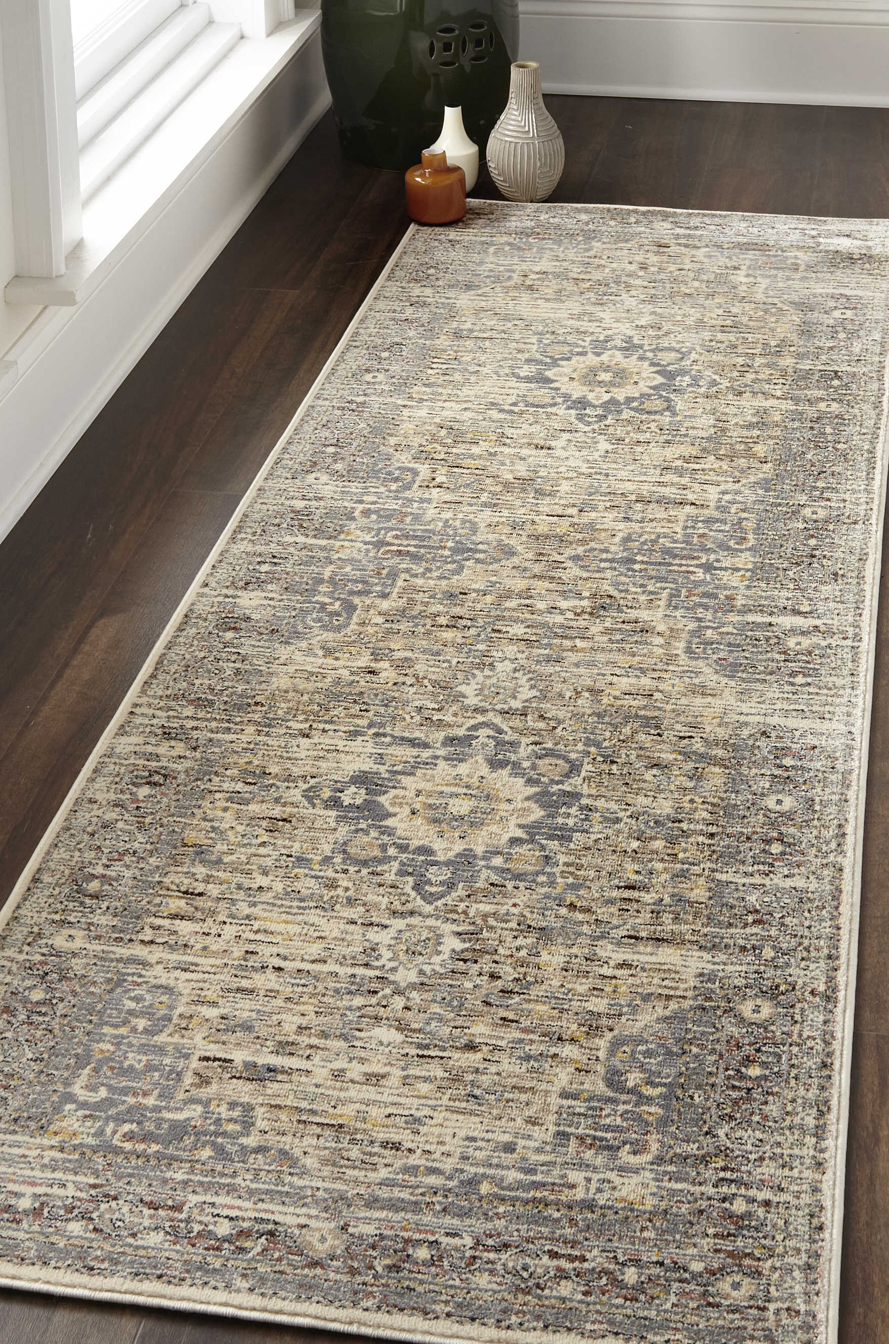 Feizy Rugs Grayson Gray Charcoal 2 6, Gray Rug Runner
