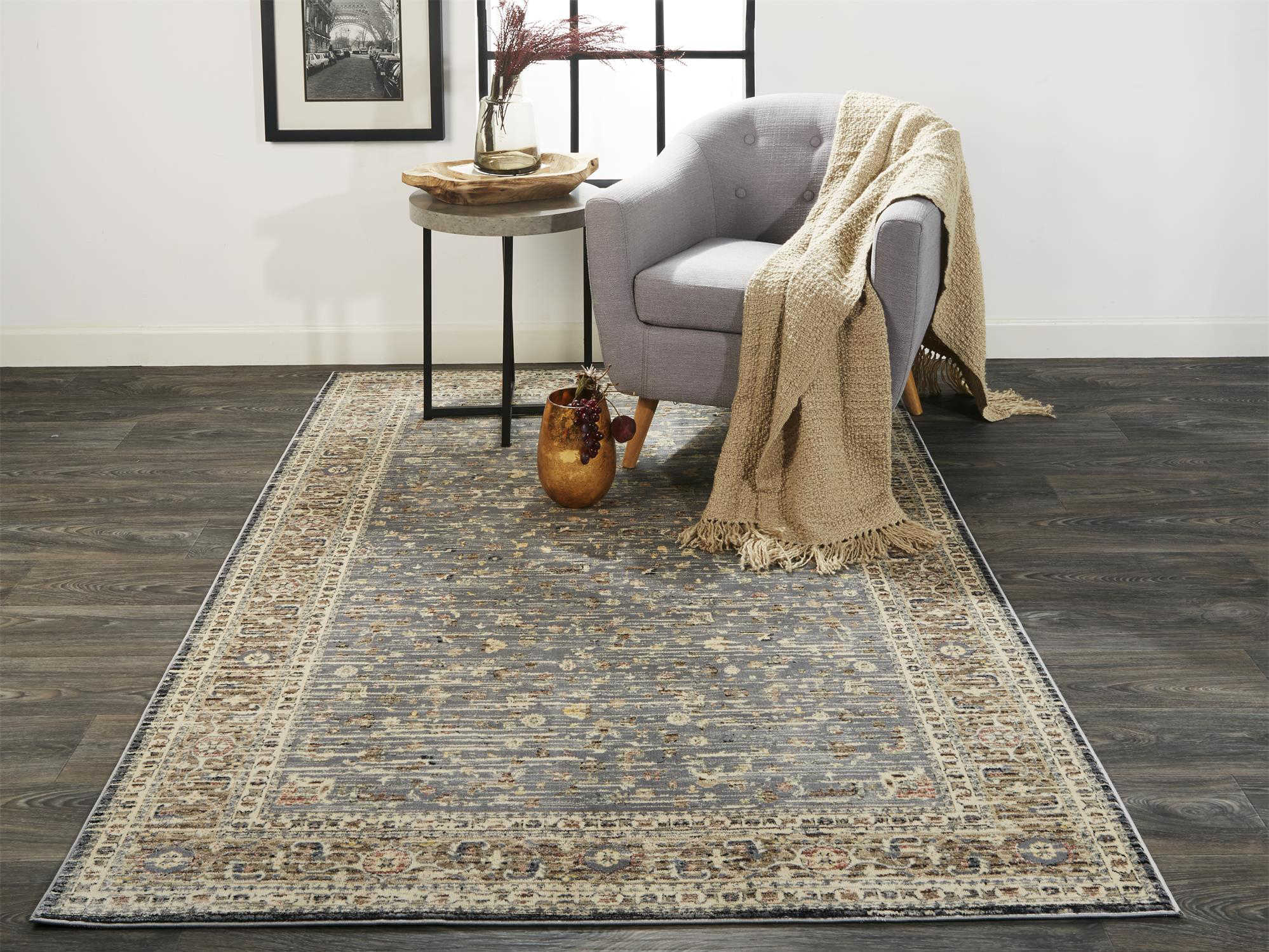 Feizy Rugs Grayson Bordered Area Rug FZ3914FGRAY
